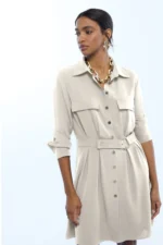 Shirt Dress with Buttons Stone
