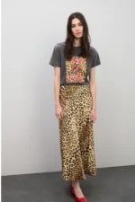 Satin Animal Print Skirt - Image 5