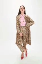 Straight Animal Print Trench Coat - Image 6