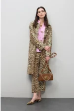 Straight Animal Print Trench Coat - Image 4