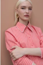 Poplin Stripe Shirt with Contrast Details