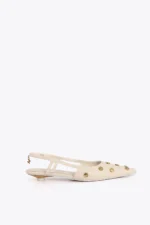 Studded Heel Shoes Ecru