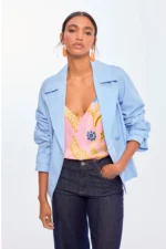 Washed Fabric Crossover Jacket - Image 6