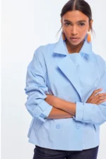 Washed Fabric Crossover Jacket