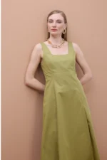 Fitted Strap Poplin Dress - Image 2