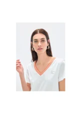 V-Neck T-Shirt with Ribbon - Image 4
