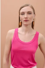 Round Neck Strap Top Pink - Image 3