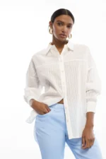 Oversize Poplin Striped Sheer Shirt