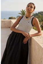 Bimaterial Striped Dress - Image 5