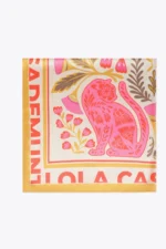 Satin scarf with different floral and tiger motifs