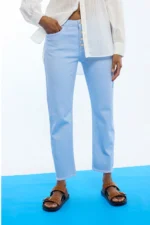 Flare Pants with Buttons Medium Blue - Image 2