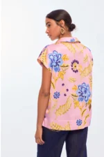 Floral Print Polo Collar Blouse - Image 5