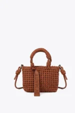 Braided Knot Crossbody Bag with Leather Effect Camel - Image 5