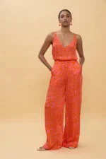Spotted Pattern Slip Top Orange-Pink - Image 6