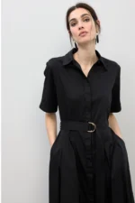 Flared Midi Skirt Dress Black - Image 2