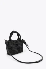 Braided Knot Crossbody Bag with Leather Effect Black - Image 3