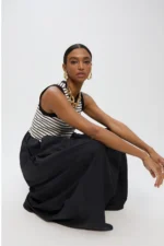 Bimaterial Striped Dress - Image 2