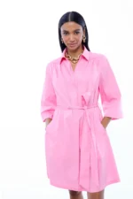 Short Sleeve Shirt Dress Pink - Image 5
