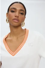V-Neck T-Shirt with Ribbon - Image 5