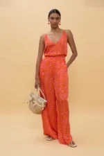 Patterned Stain Pants Orange-Pink - Image 5