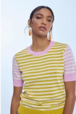 Striped chunky knit T-shirt
