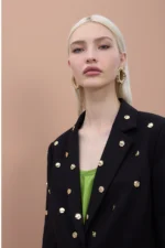 Tailored Blazer with Round Studs - Image 4