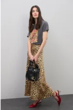 Satin Animal Print Skirt - Image 3