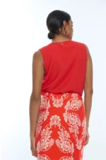 V-neck Pleat Red Top - Image 2