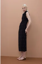 Sleeveless Midi Dress with Stone Detail - Image 4