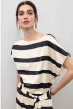 Satin Stripe Dress - Image 2