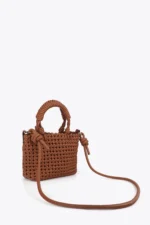 Braided Knot Crossbody Bag with Leather Effect Camel - Image 7