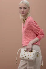Studded Texture Crossbody Bag Ecru - Image 4