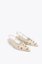 Studded Heel Shoes Ecru - Image 4