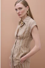 Short Sleeve Pinstriped Shirt - Image 2