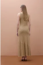 Gold Dress with Ruffle Hem - Image 3