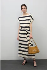 Satin Stripe Dress - Image 3