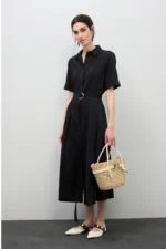 Flared Midi Skirt Dress Black - Image 4