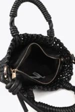 Braided Knot Crossbody Bag with Leather Effect Black - Image 2
