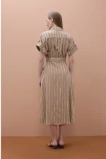 Short Sleeve Shirt Dress with Stripes - Image 3