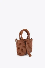 Braided Knot Crossbody Bag with Leather Effect Camel - Image 2