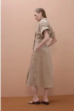 Short Sleeve Shirt Dress with Stripes - Image 2