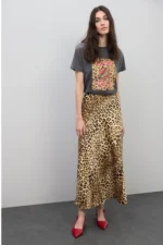 Satin Animal Print Skirt - Image 6