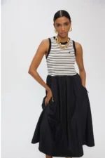 Bimaterial Striped Dress - Image 3