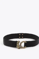 Elastic Raffia Belt with Animal Logo - Image 2