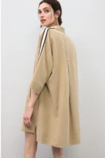 Open Neck Shirt Dress Beige - Image 3