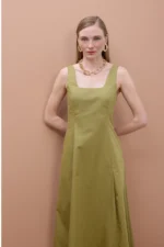 Fitted Strap Poplin Dress - Image 4