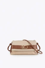 Canvas and Faux Leather Flap Crossbody