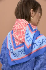 Satin Scarf with Monogram Print - Image 3