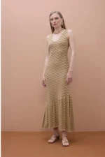 Gold Dress with Ruffle Hem