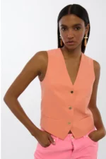 Fitted Tailored Vest Coral